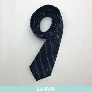 Auth Lanvin blue tie with stripes and mini blocks